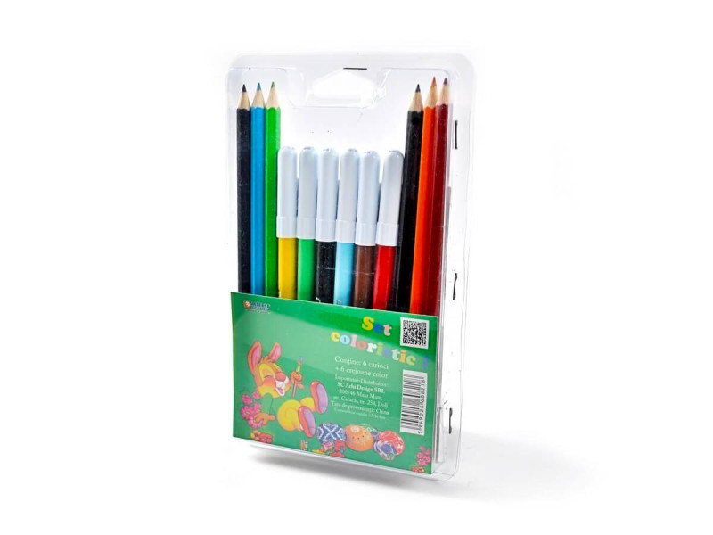 Set Coloristic, 6 creioane colorate si 6 carioci - Fotografie 1
