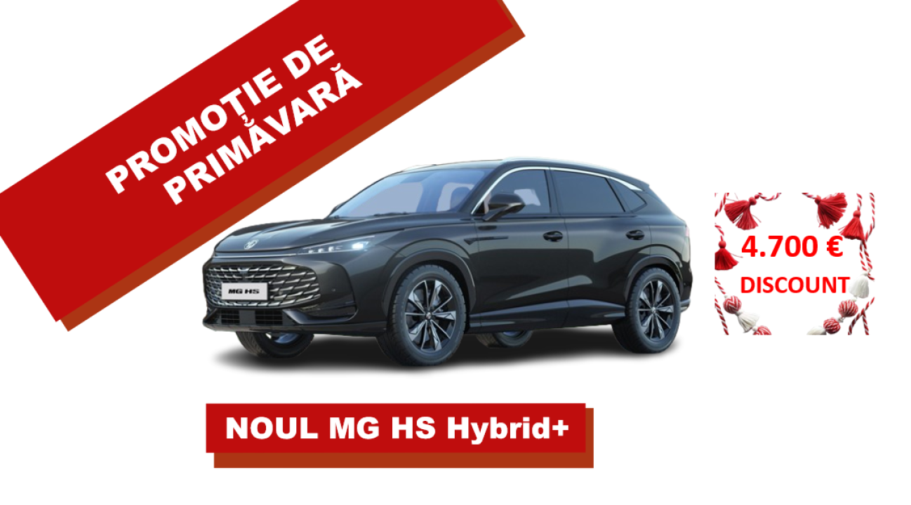 MG HS HEV - rată începând de la 337 euro/lună + TVA*