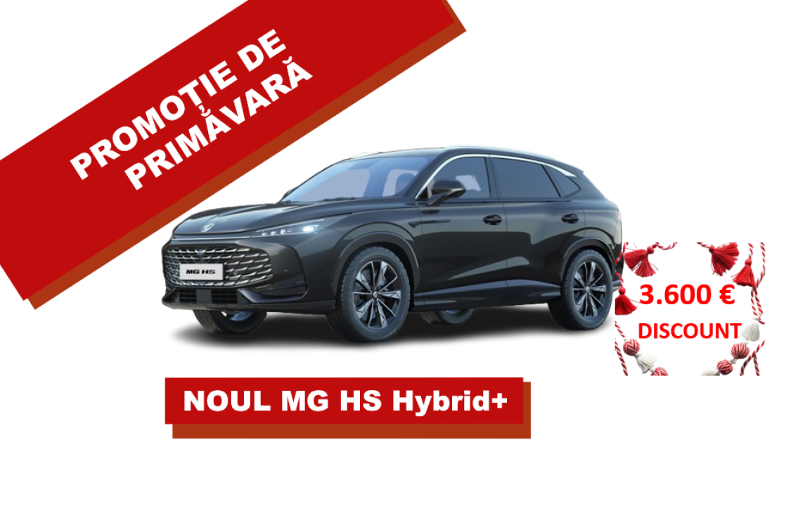 MG HS HEV - rată începând de la 337 euro/lună + TVA*
